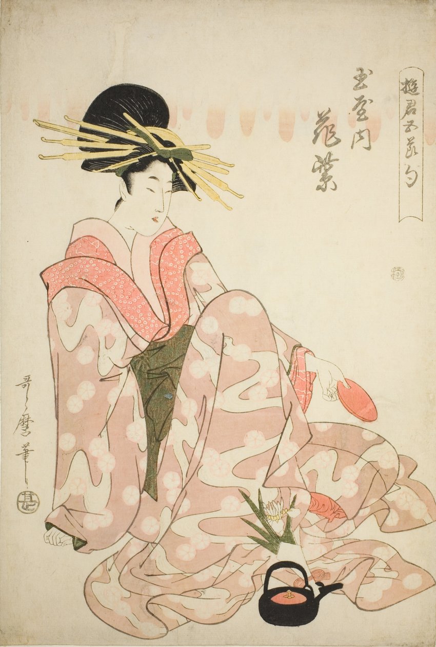 Courtesan Hanamurasaki från Tamaya, från serien "Courtesans of the Five Festivals (Yukun gosekku)" av Kitagawa Utamaro
