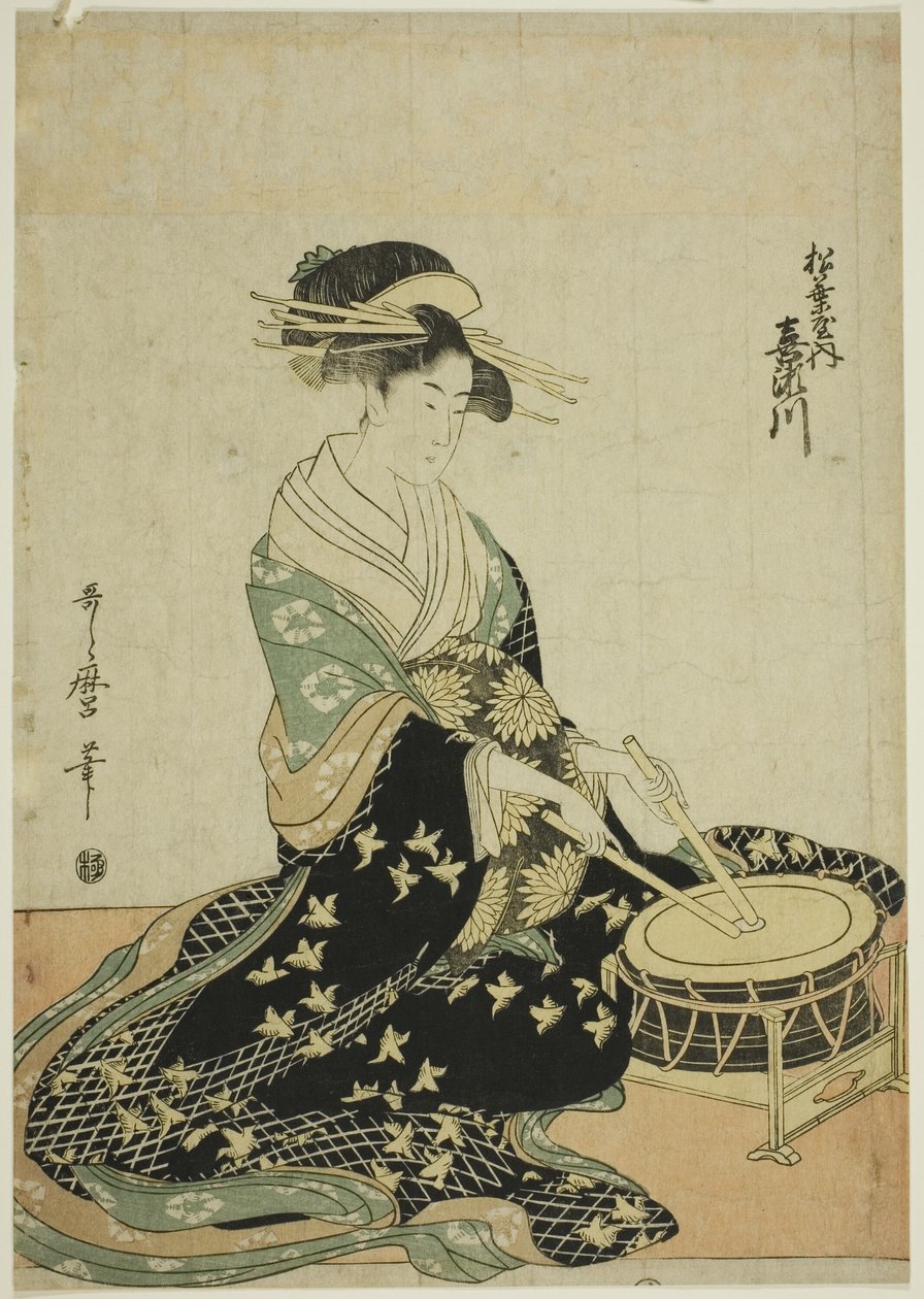 Courtesan Kisegawa från Matsubaya, från en namnlös serie av kurtisaner från Matsubaya som fem musiker av Kitagawa Utamaro
