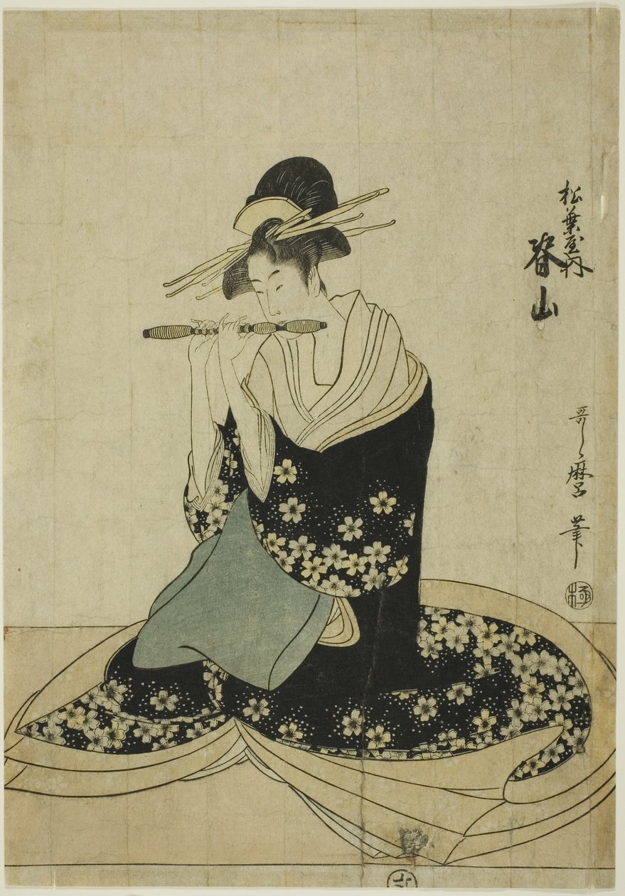 Courtesan Seyama från Matsubaya, från en namnlös serie av kurtisaner från Matsubaya som fem musiker av Kitagawa Utamaro