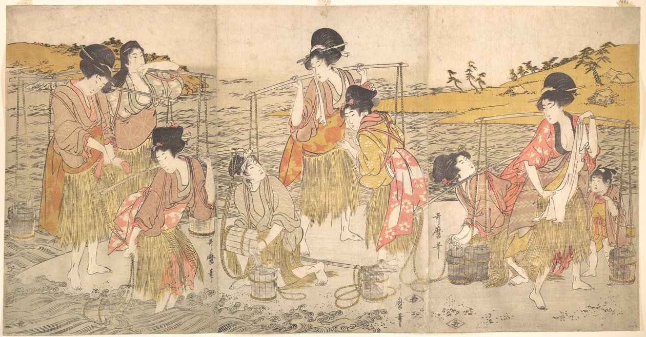 Strandflickornas dans av Kitagawa Utamaro