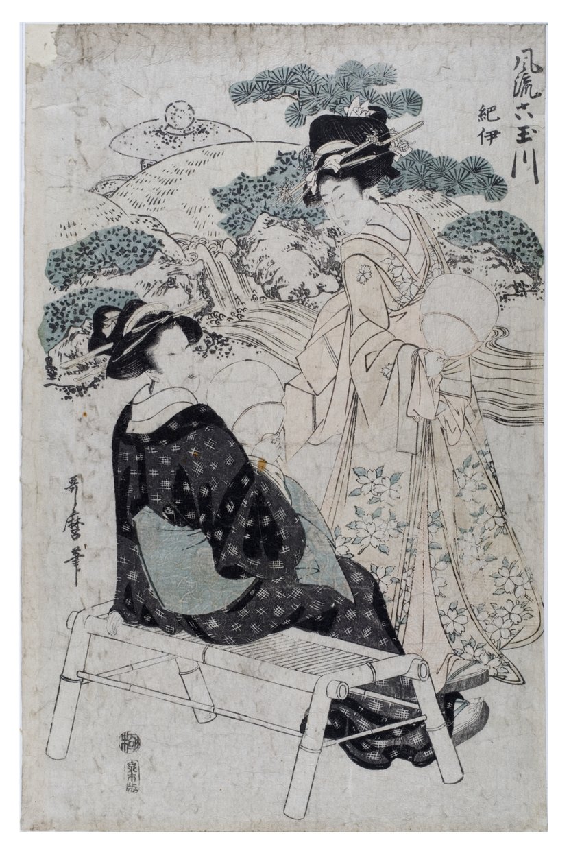 The Elegant Six Jewel Rivers, c.1800-1805 (träblocktryck på papper) av Kitagawa Utamaro