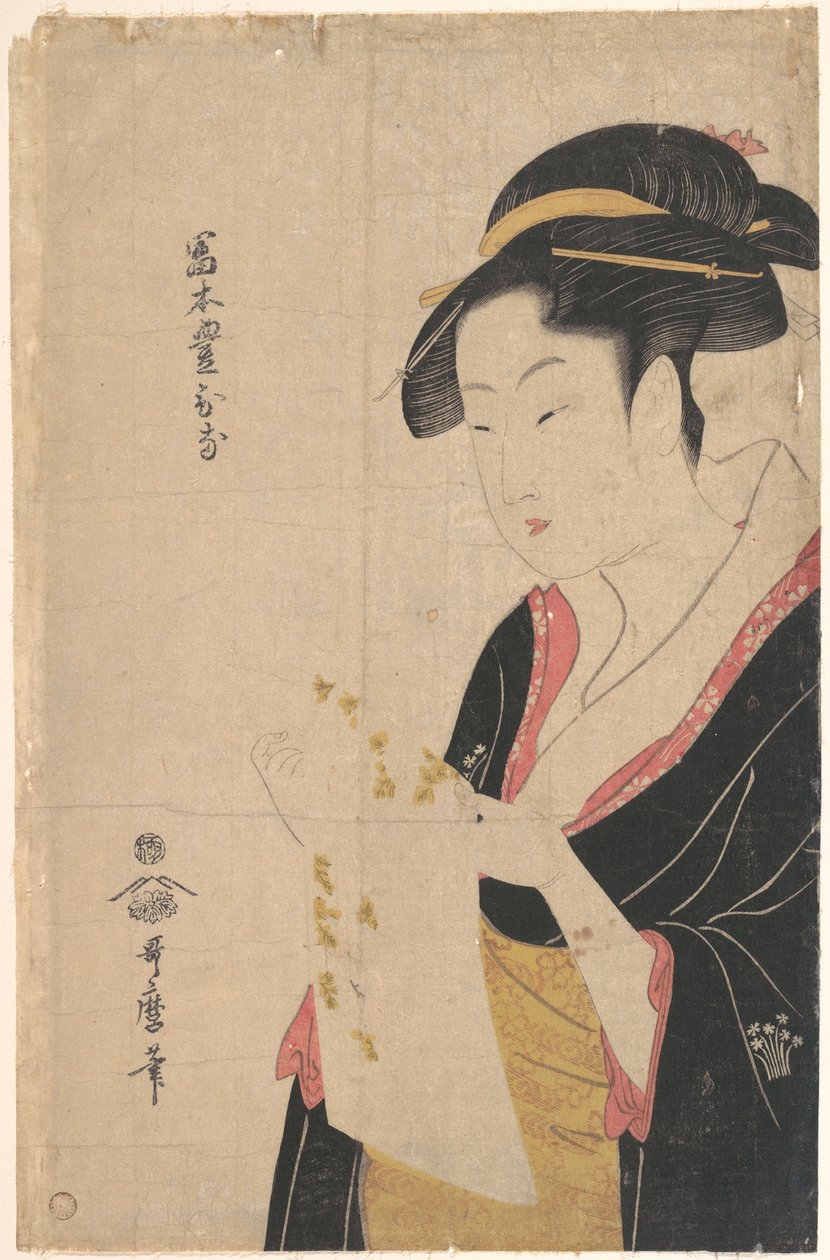 Lady Tomimoto Toyohina läser ett brev av Kitagawa Utamaro