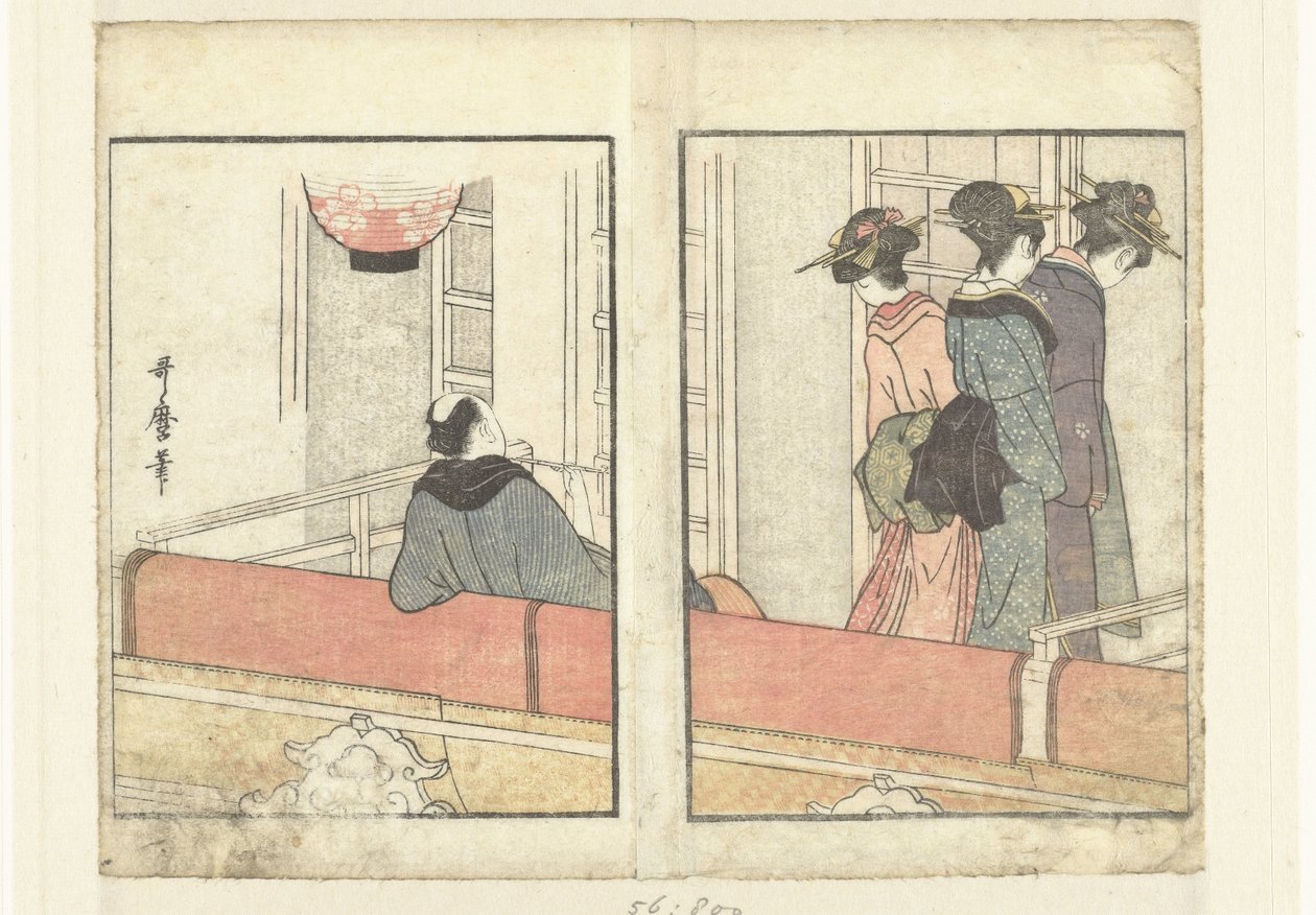 Teaterloge En titt bakom kulisserna på skådespelarna (serietitel) Yakusha gakuya tsu (serietitel) av Kitagawa Utamaro