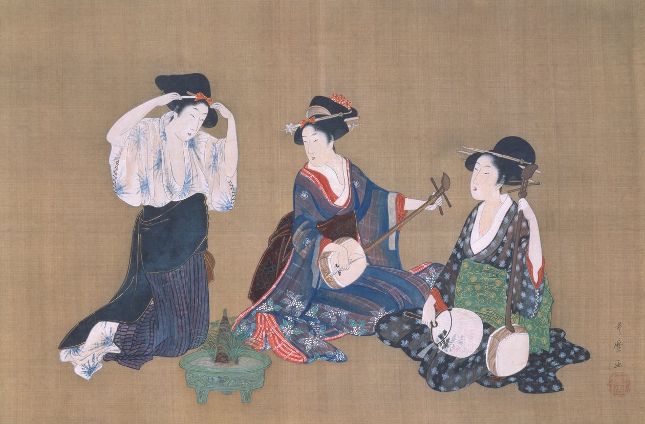 Tre skönheter, ca 1790 av Kitagawa Utamaro