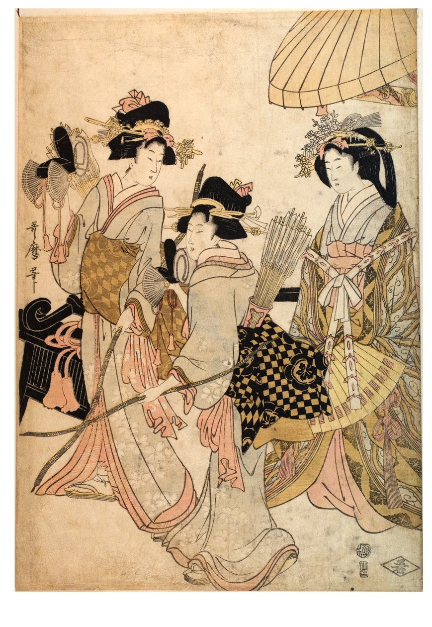 Tre kvinnor som bågskyttar av Kitagawa Utamaro