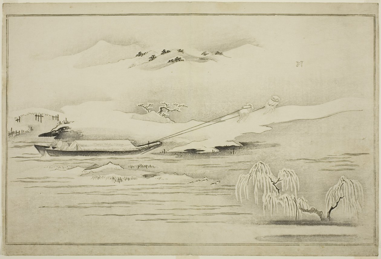 Towing a Barge in the Snow, från albumet The Silver World, 1790 av Kitagawa Utamaro
