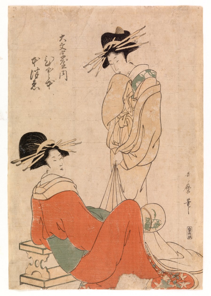 Två kurtisaner, ca 1800-10 (färgträsnitt) av Kitagawa Utamaro