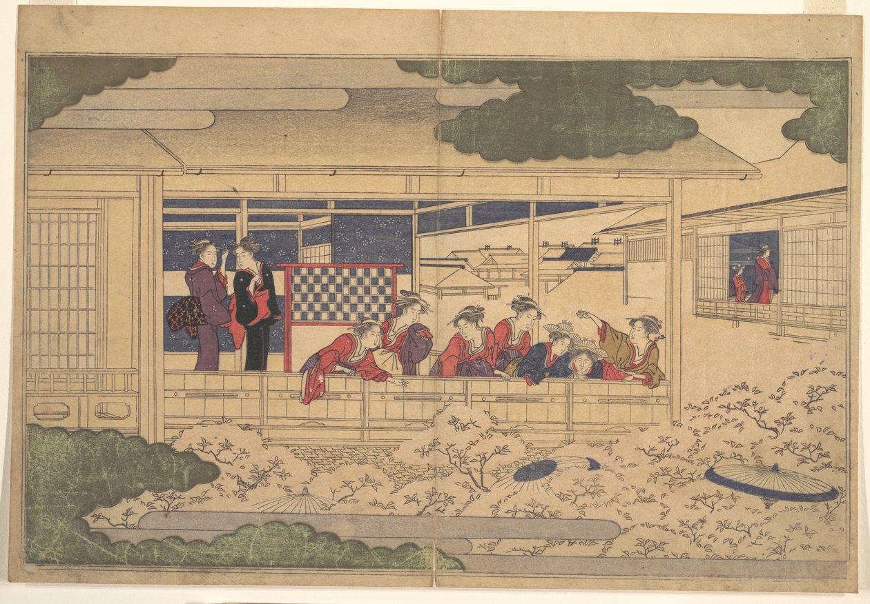 Betraktande av körsbärsblomning av Kitagawa Utamaro