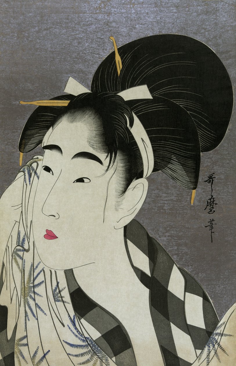 Kvinna som torkar svett, 1798 av Kitagawa Utamaro