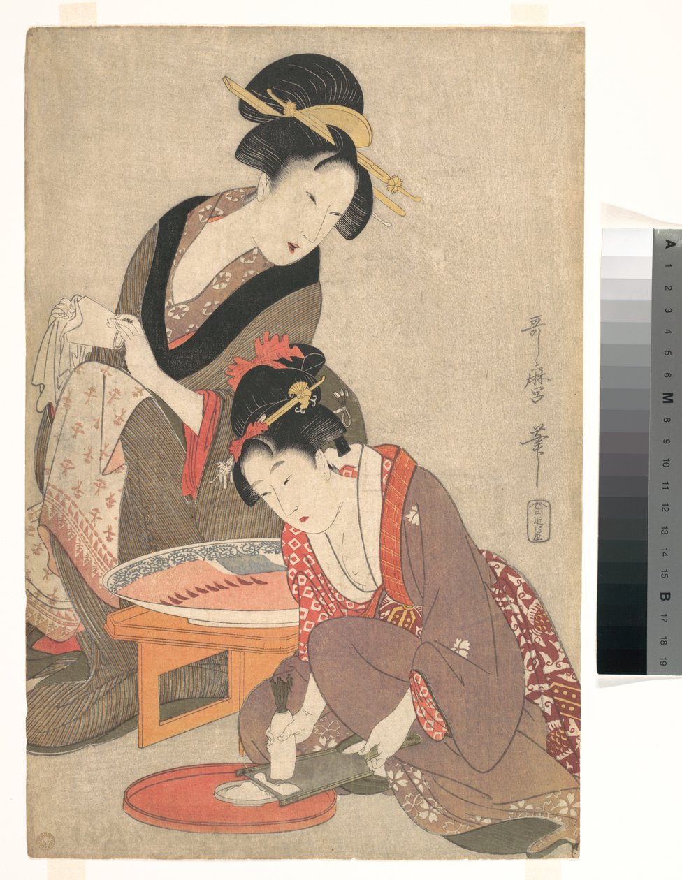Kvinnor som tillagar sashimi av Kitagawa Utamaro