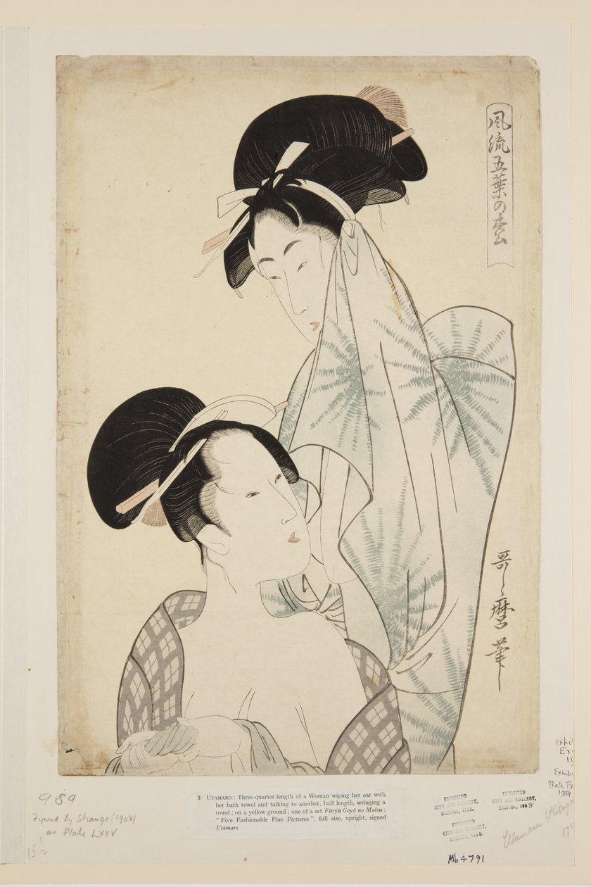Kvinnor efter badet (trätryck i färg) av Kitagawa Utamaro