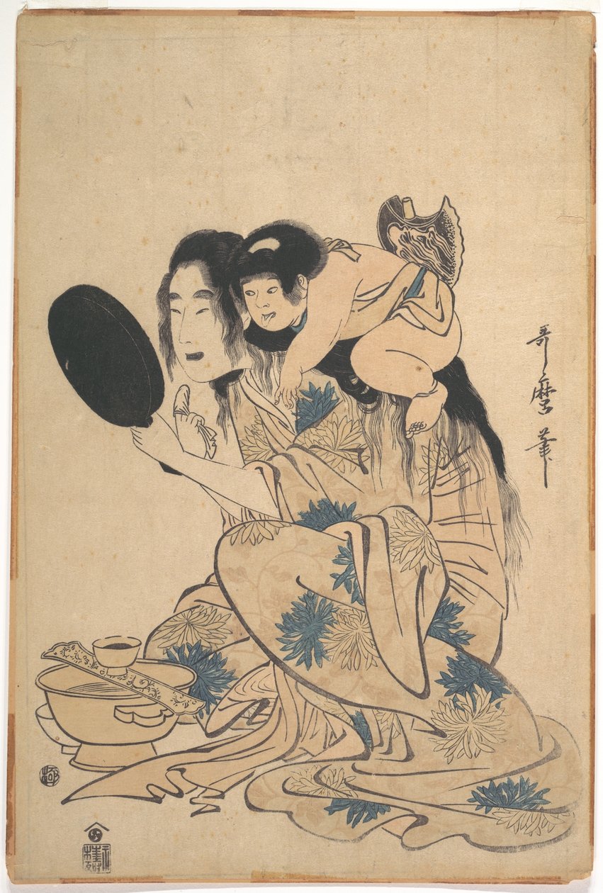 Yamauba som svärtar sina tänder, med Kintarō av Kitagawa Utamaro