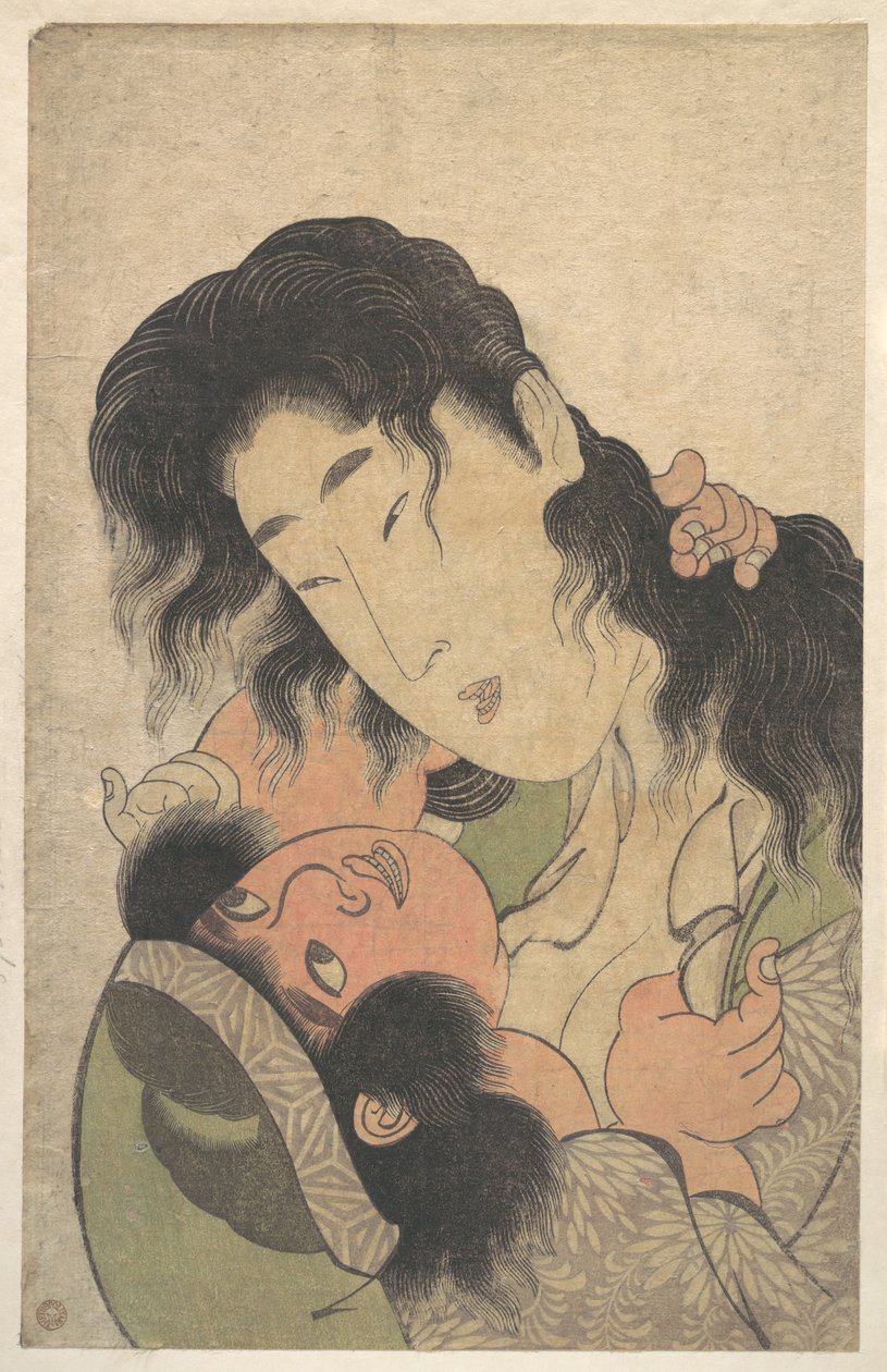 Yamauba leker med Kintarō av Kitagawa Utamaro