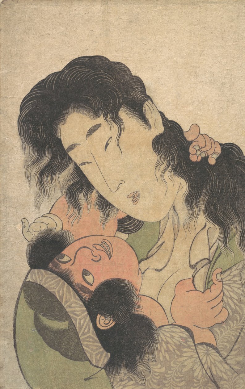 Yamauba leker med den unga Kintoki, ca. 1795. av Kitagawa Utamaro