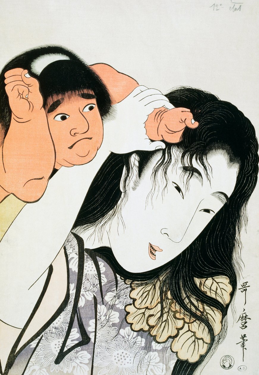 Yamauba och Kintaro, populära figurer från japansk folklore, ukiyo-e konsttryck av Kitagawa Utamaro (1753-1806), träsnitt, japansk civilisation, Edo-perioden av Kitagawa Utamaro