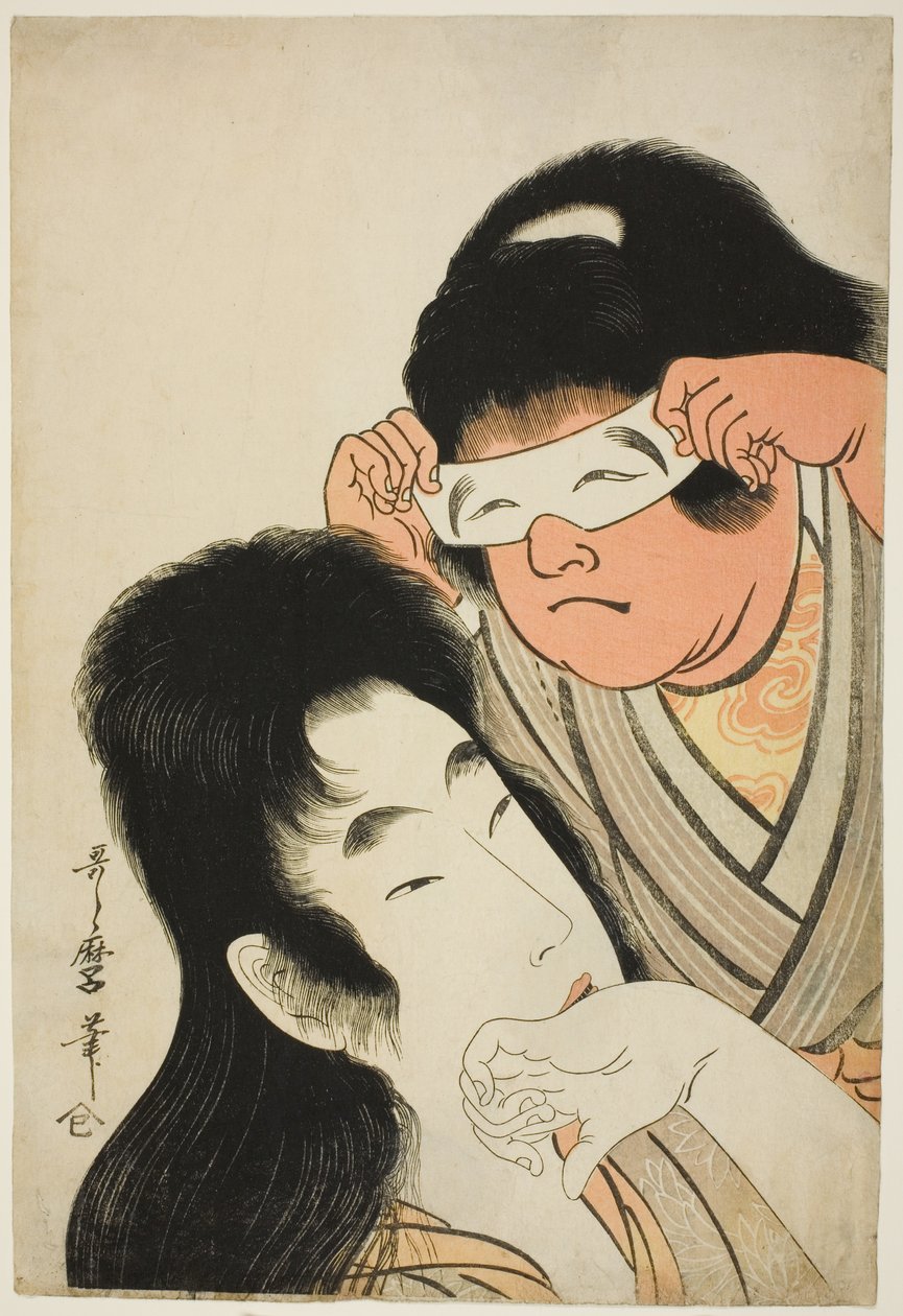 Yamauba med Kintaro som håller en leksaksmask av Kitagawa Utamaro