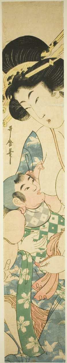 Mamma ammande barn av Kitagawa Utamaro II