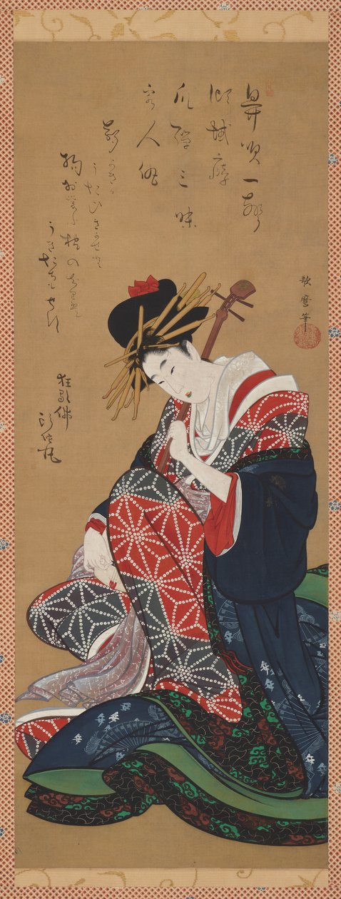 Shamisen Player, Edo-period, sent 1700-tidigt 1800-tal. av Kitagawa Utamaro II