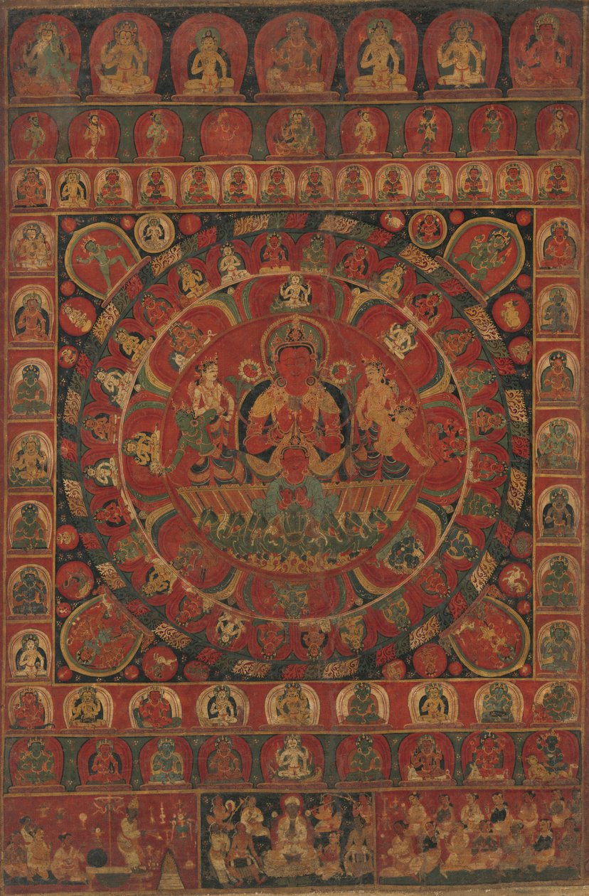 Mandala av solguden Surya omgiven av åtta planetariska gudar, daterad troligen 1379. av Kitaharasa