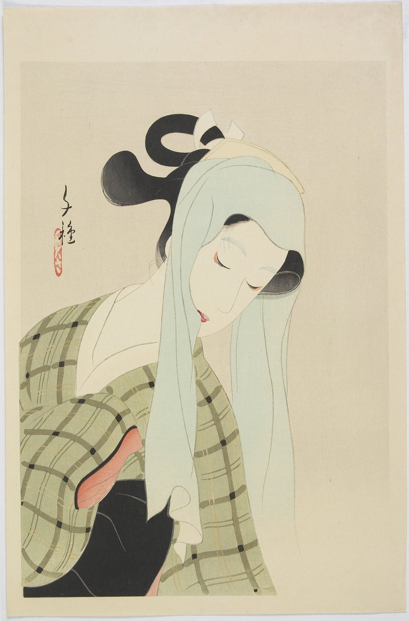 Ochiyo från Chikamatsu Spela Shinj? yoi g?shin, tidigt 1900-tal (träblock i färg) av Kitani Chigusa Kitani Chigusa