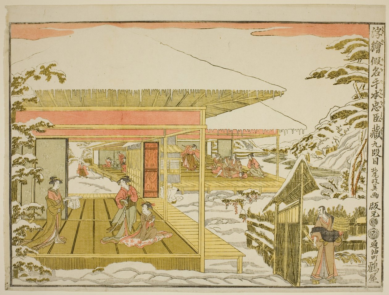 Akt IX (Kudanme), från serien "Perspective Pictures of the Storehouse of Loyal Retainers (Uki-e kanadehon Chushingura)" av Kitao Masayoshi