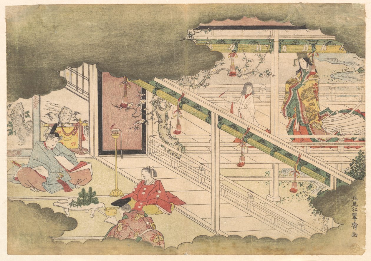En händelse ur Berättelserna om Ise (Ise Monogatari) av Kitao Shigemasa