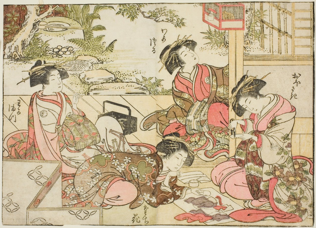 Courtesans of Otawaraya, från boken "Mirror of Beautiful Women of the Pleasure Quarters (Seiro bijin awase sugata kagami)," vol. 2 av Kitao Shigemasa