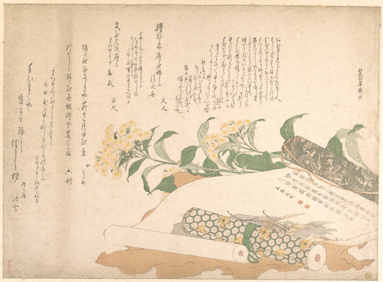 Tusenskönor och två makimono av Kitao Shigemasa