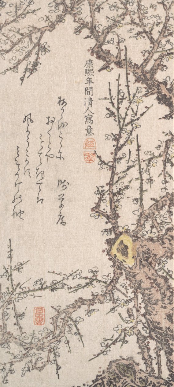 Plommonträd i blom, sent 1700-tidigt 1800-tal. av Kitao Shigemasa