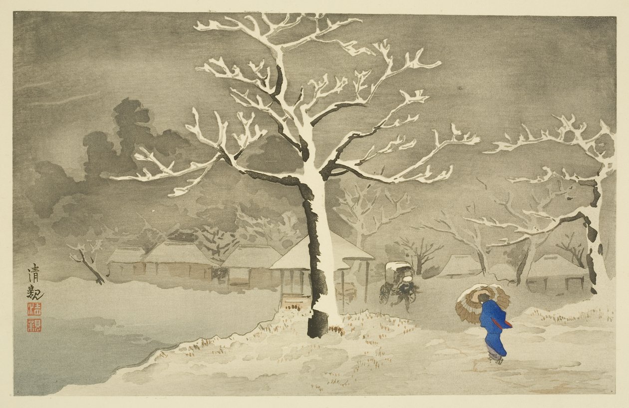 Nedre vallen vid Mimeguri, Mukojima (träblock i färg) av Kiyochika Kobayashi