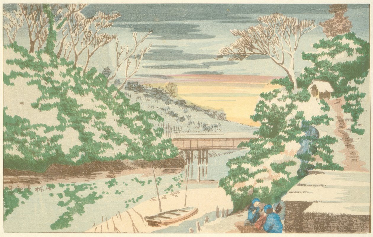 Snö i Ochanomizu av Kiyochika Kobayashi