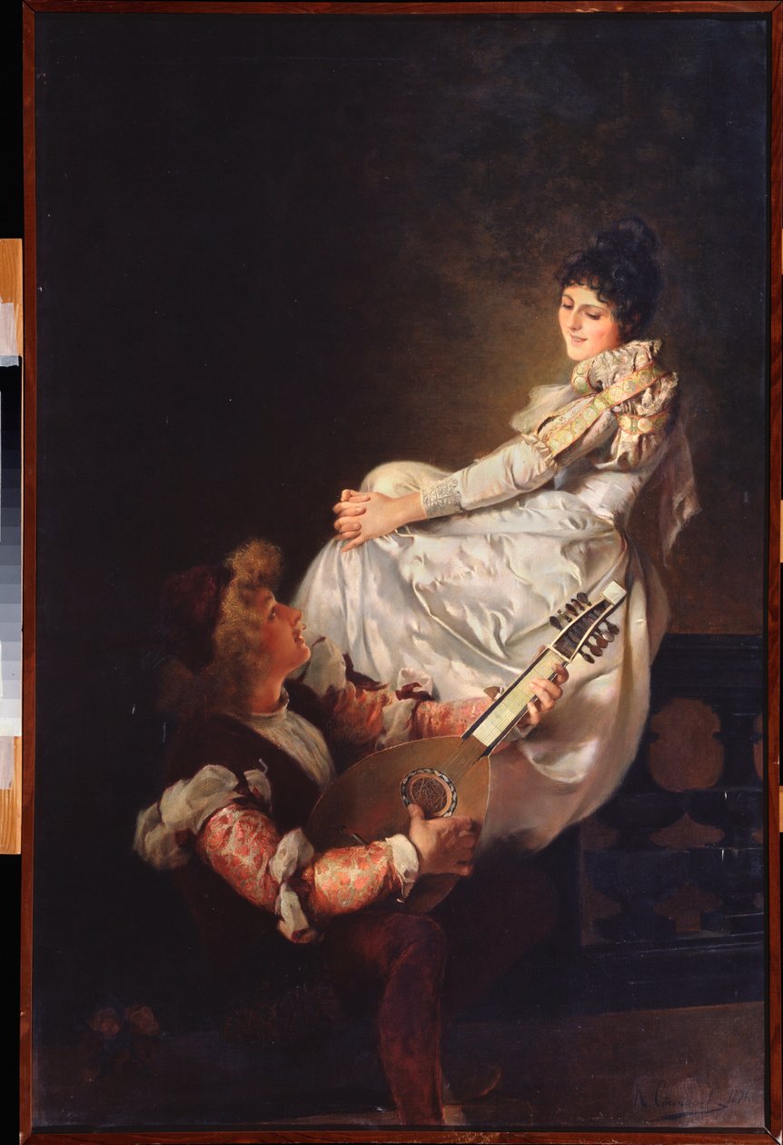 A Love Song (A Love Song) - Målning av Klavdi Stepanovich Stepanov (1854-1910), olja på duk av Klavdi Petrovich Stepanov