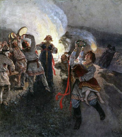 första maj-firandet, 1902 (wc på papper) av Klavdiy Vasilievich Lebedev