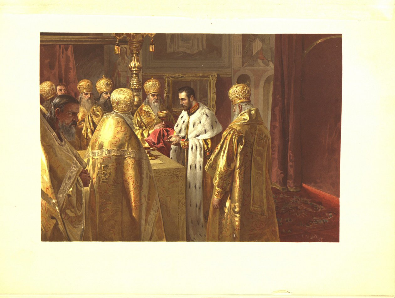 Nicholas II:s kröningsceremoni. Eukaristin, 1899 av Klavdiy Vasilievich Lebedev