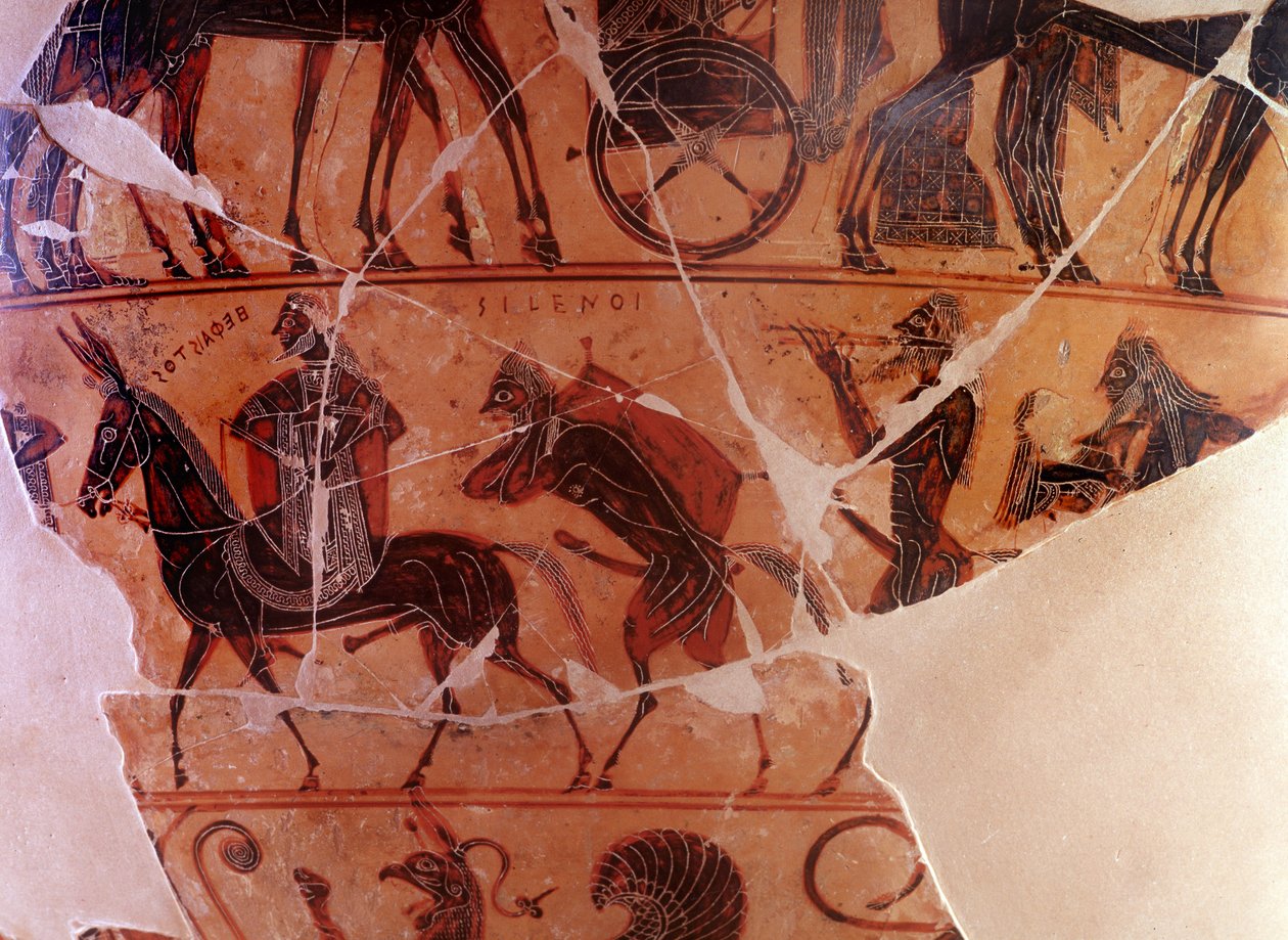 Hephaistos (Hephaestos) återkomst i Olympen - detalj av pannan, främre B nedre register - 