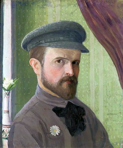 Självporträtt, ca 1909-10 (olja på kartong) av Ivan Vassilyevich Klyun