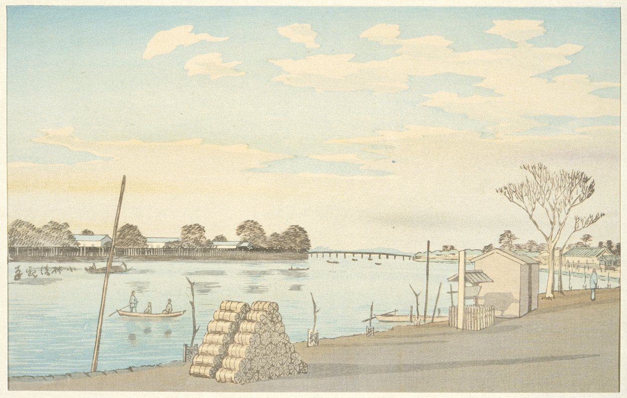 Fuji-view-färjan, floden Ōkawa av Kobayashi Kiyochika