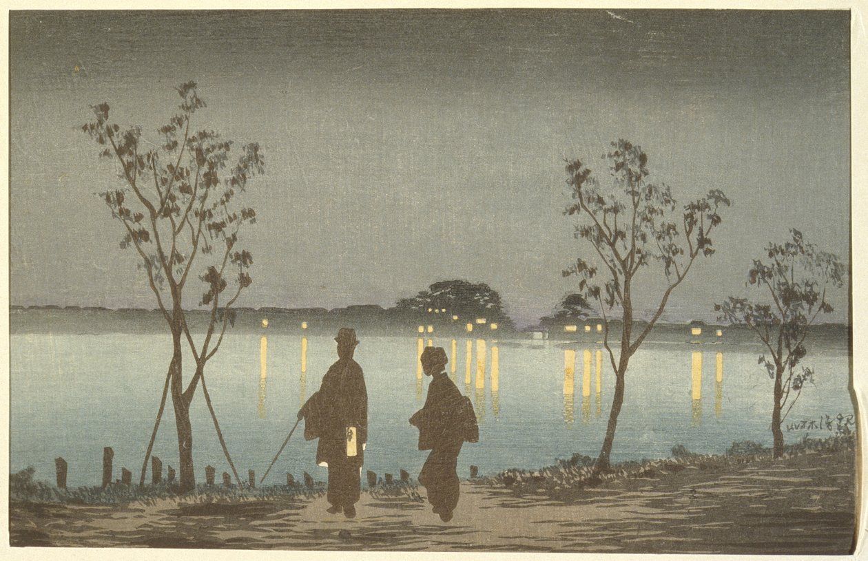 Natt vid Sumidafloden av Kobayashi Kiyochika