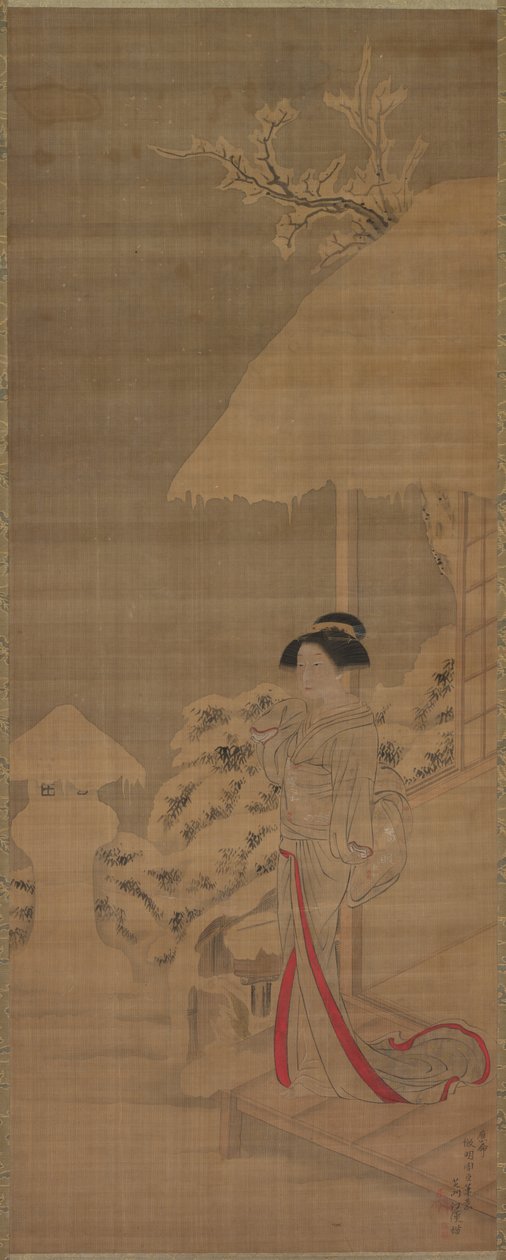 Beauty Bijin in the Snow, sent 1700-tidigt 1800-tal. av Kokan Shiba