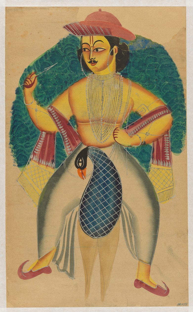 Skanda på sin påfågel av Kolkata (Calcutta) Kalighat