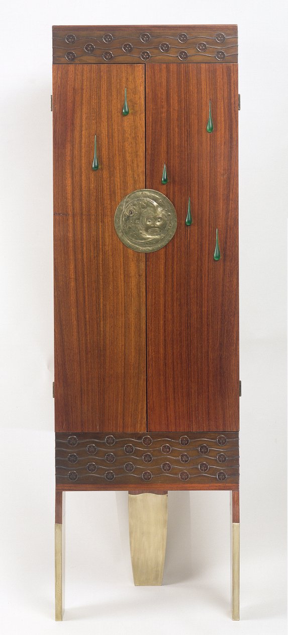 The Enchanted Princesses Cabinet, ca 1900 (olika träslag, applicerat glas, nickelpläterad koppar) (se även 84711) av Koloman Moser