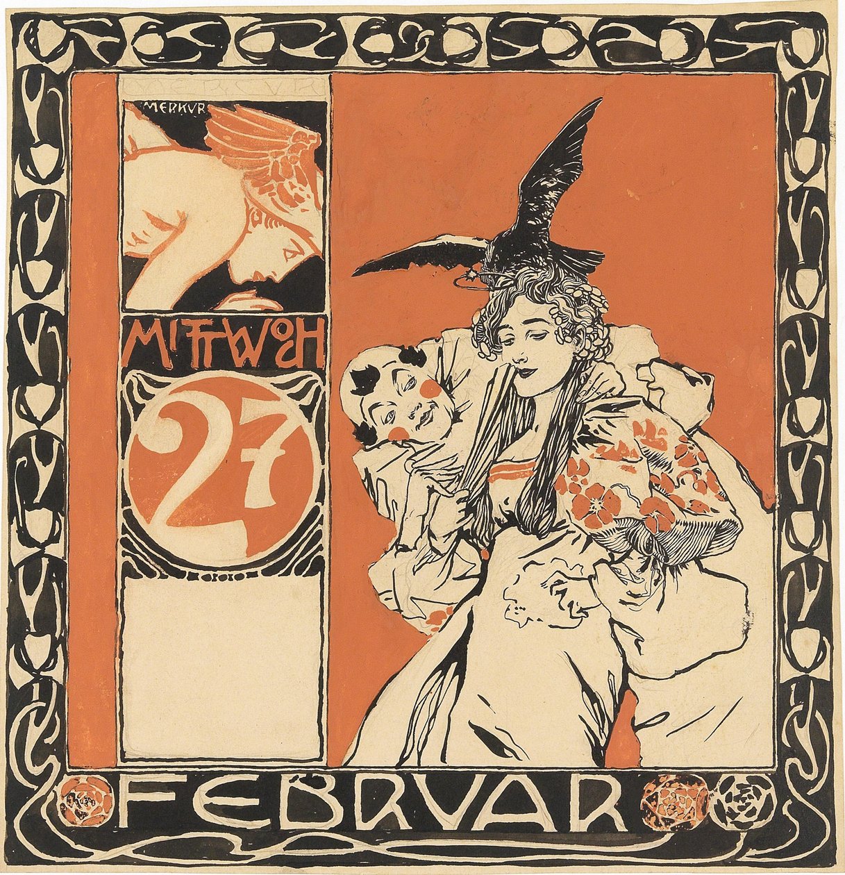 Kalenderblad: Onsdag 27 februari. av Koloman Moser