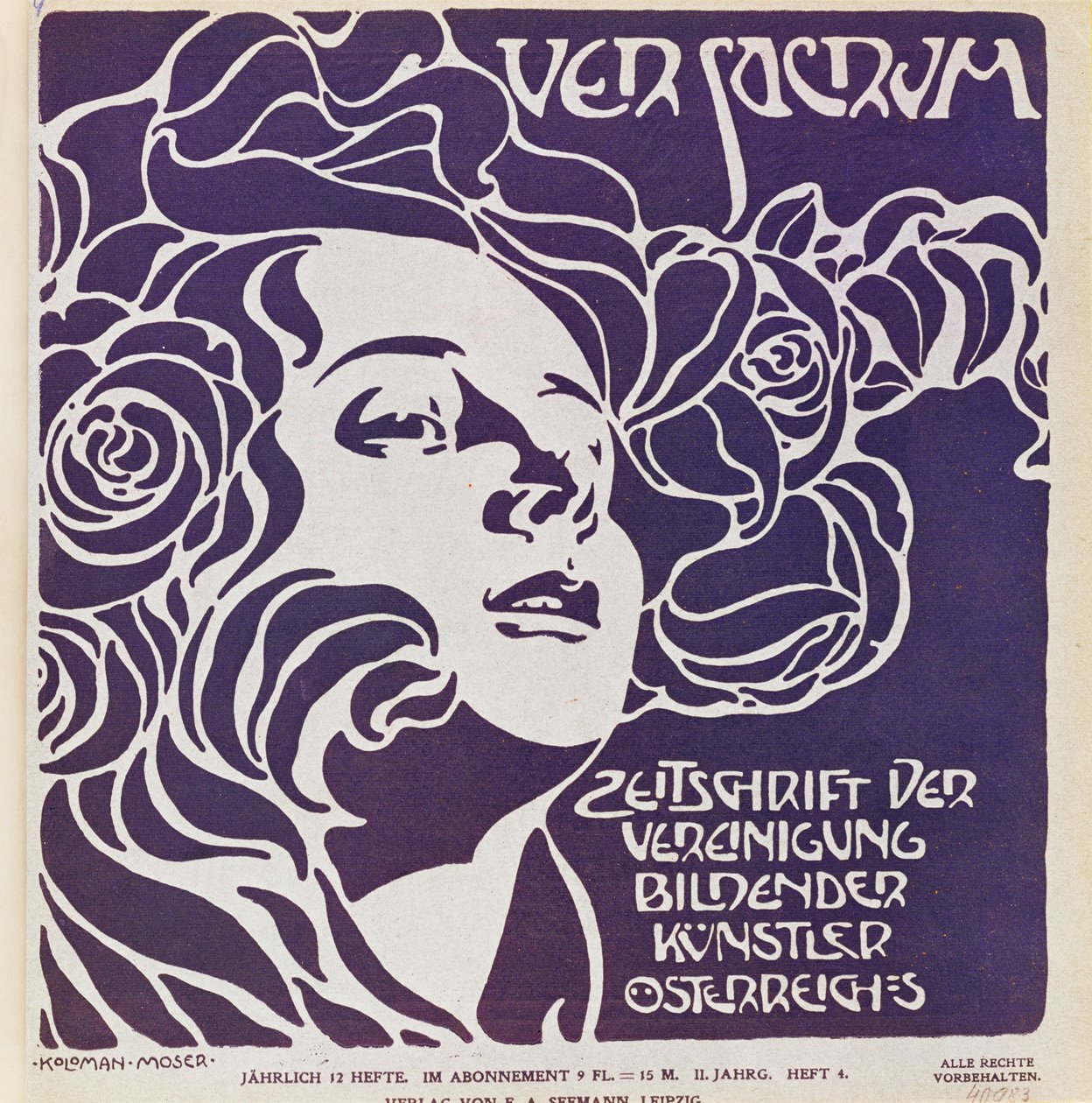 Omslag till 4:e numret 1899 av Ver Sacrum, tidskriften för konstnärerna inom Art Nouveau Sezession-rörelsen ... av Koloman Moser