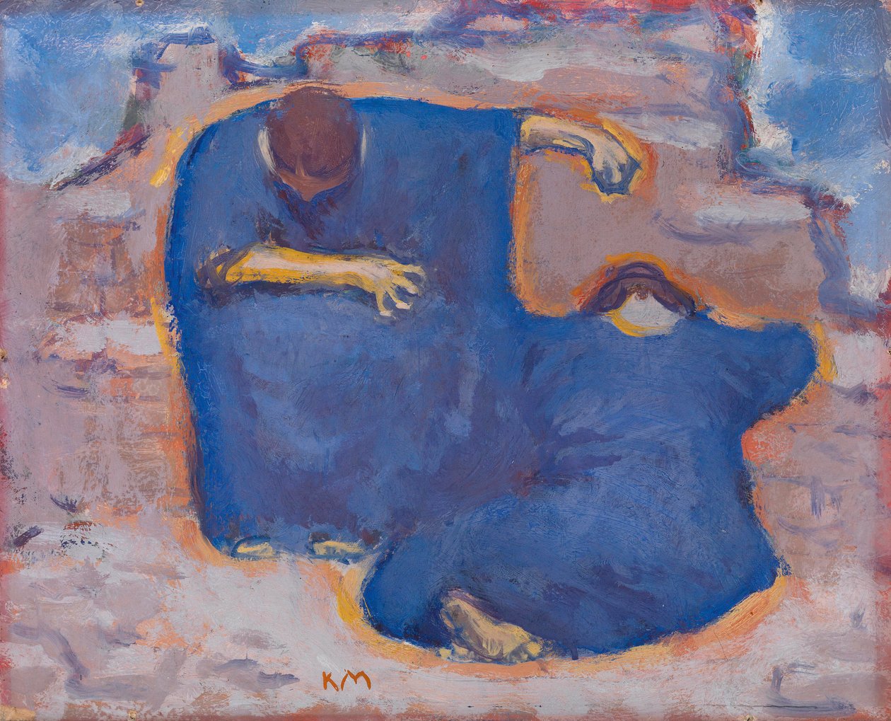 ""Pleureuses"" (Sörjande kvinnor) - Målning av Koloman Moser (1868-1918) ca 1913 - Olja på kartong - Storlek 28x34,5 cm Privat samling av Koloman Moser