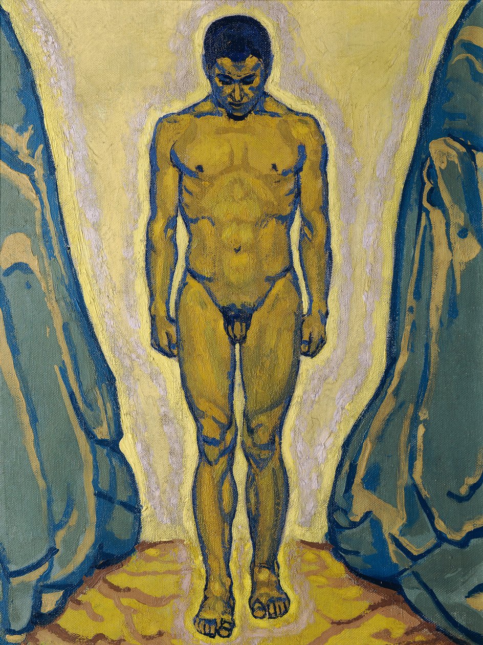 Stående manlig naken mellan stenar, ca. 1915. av Koloman Moser