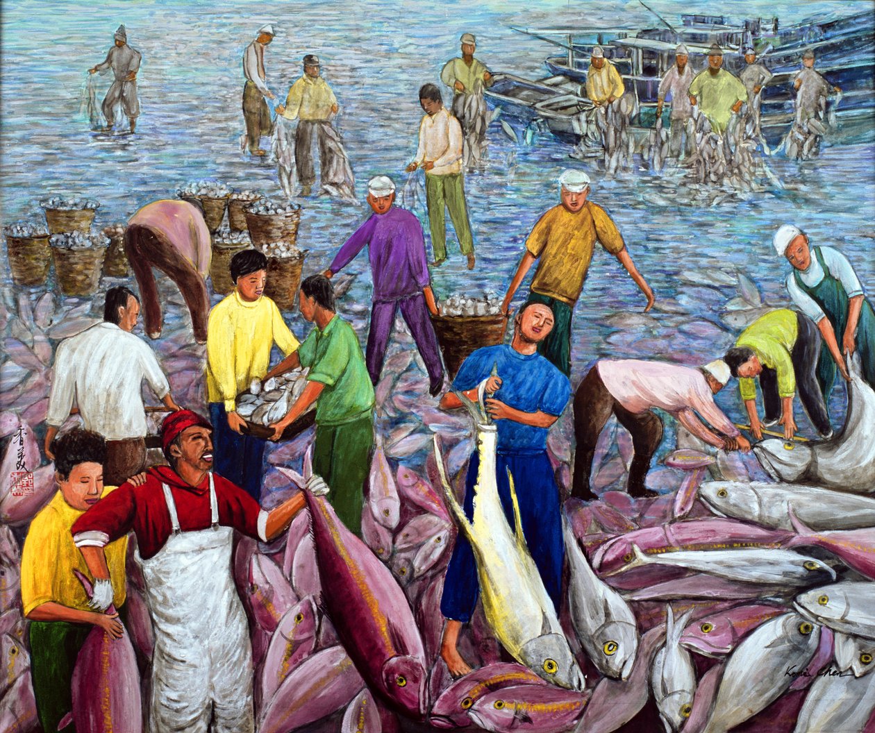 Bumper Harvest, 1994 (gouache på siden) av Komi Chen