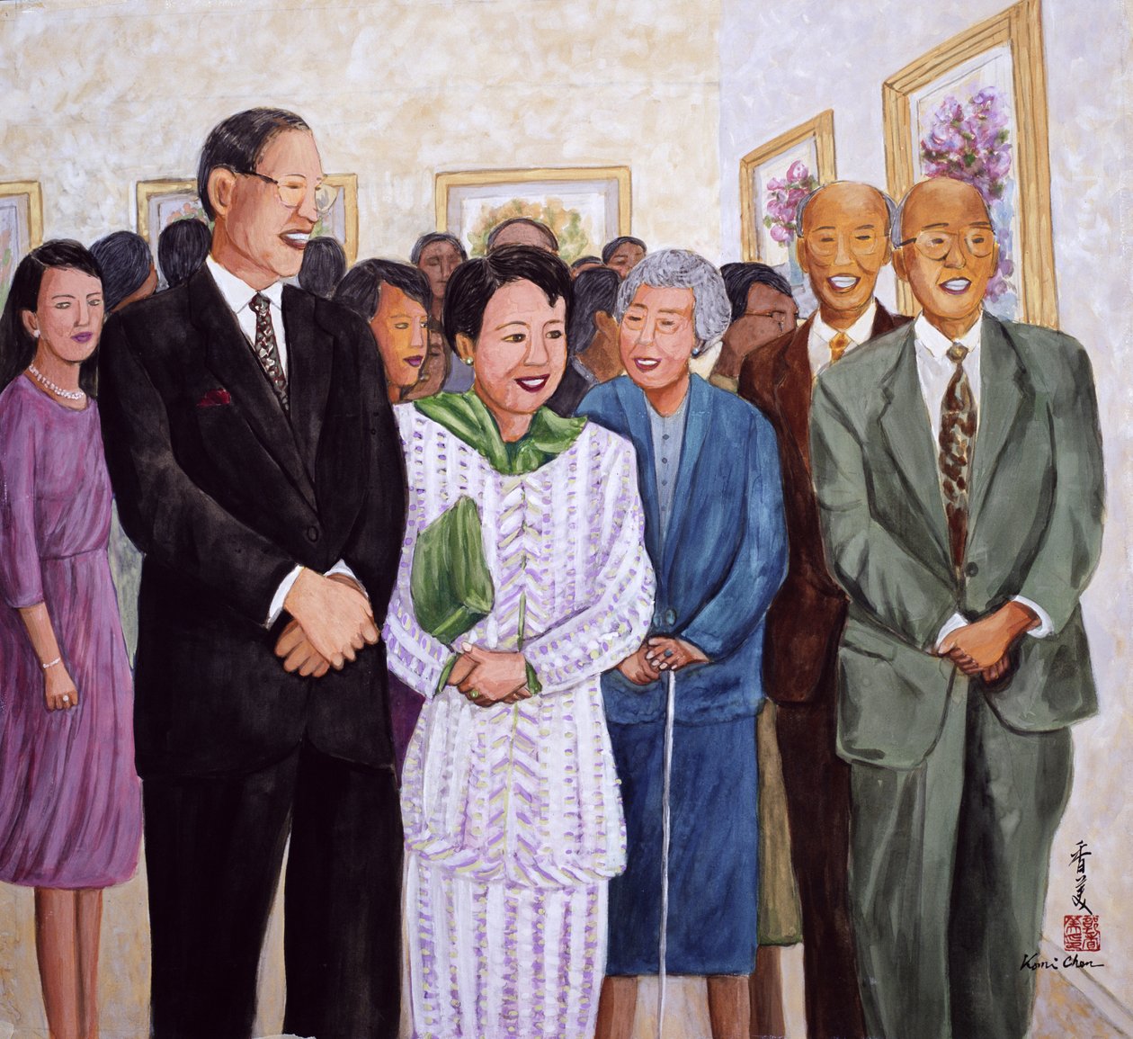Utställning (tidigare president och fru Lee) 1995 (gouache på siden) av Komi Chen