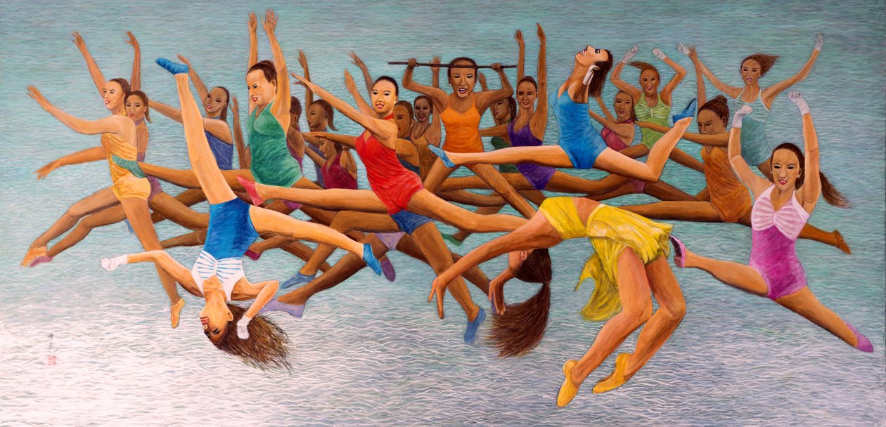 Leaping High, 2014 (österländsk gouache på rispapper) av Komi Chen