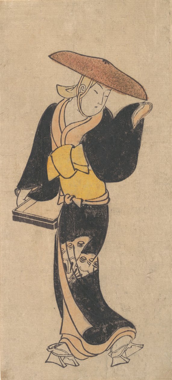Skådespelaren Sanjo Kantaro som ett ambulerande buddhistiskt liv, ca. 1715. av Kondo Kiyoharu