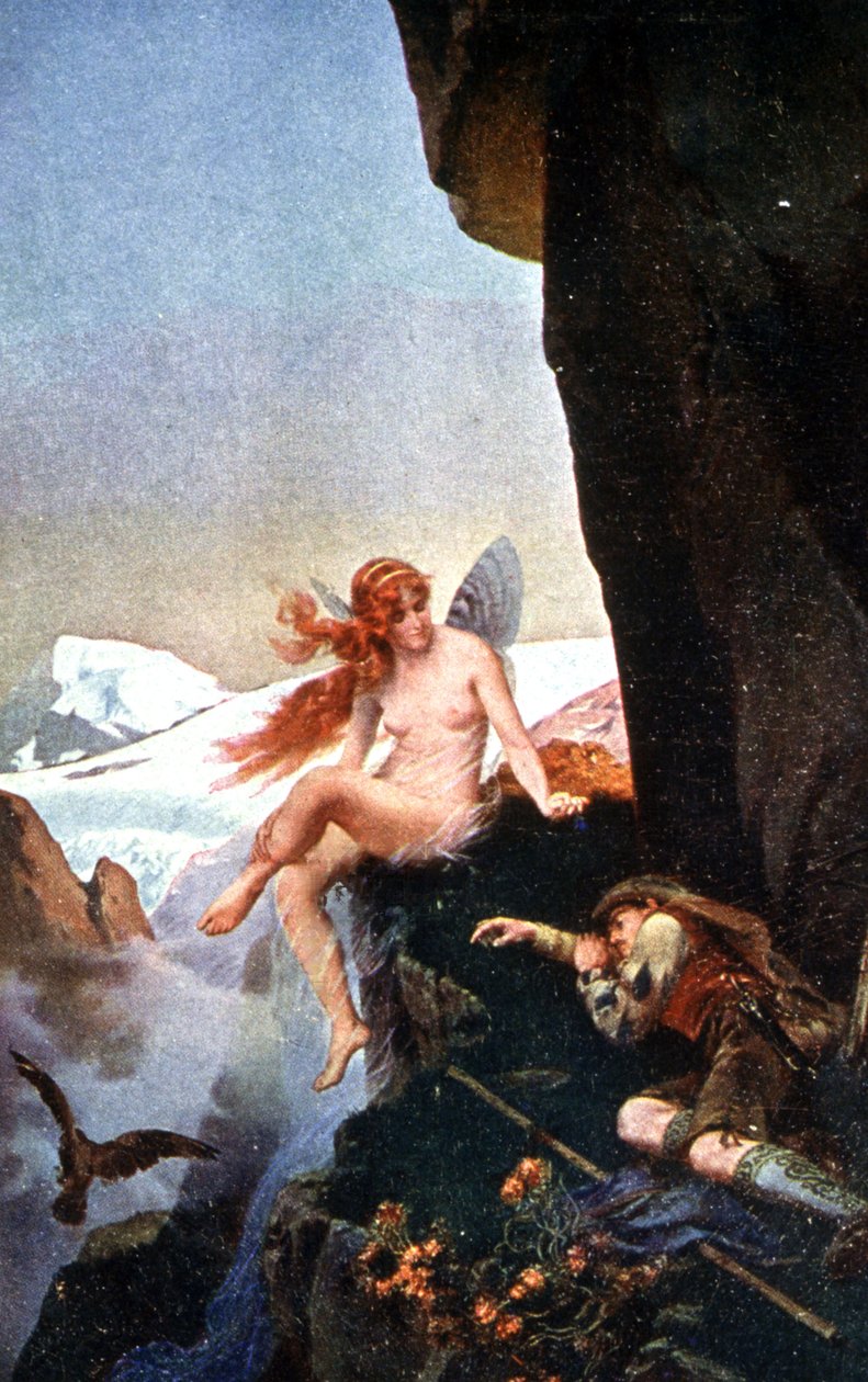 Fe i de schweiziska alperna, ca. 1910 (illustration) av Konrad Dielitz